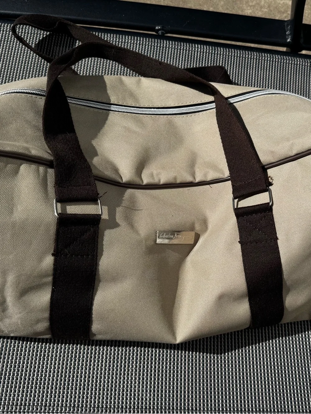 Salvatore Ferragamo Parfums Italy Beige Travel Duffel Weekender Bag